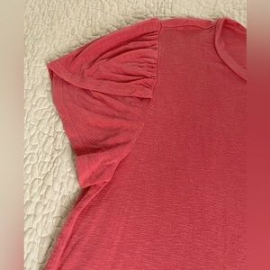 Lula Roe Tee, tulip sleeves, coral, L